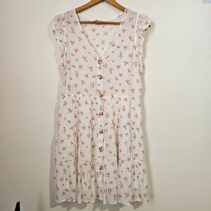 EUC LIKE NEW SWEET WANDERED DITSY FLORAL BABYDOLL BOHO SHORT DRESS BUTTONED SZ L